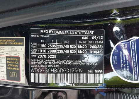 2013 Mercedes-Benz Glk 350 from USA, damaged, VIN WDCGG5HB5DG017509